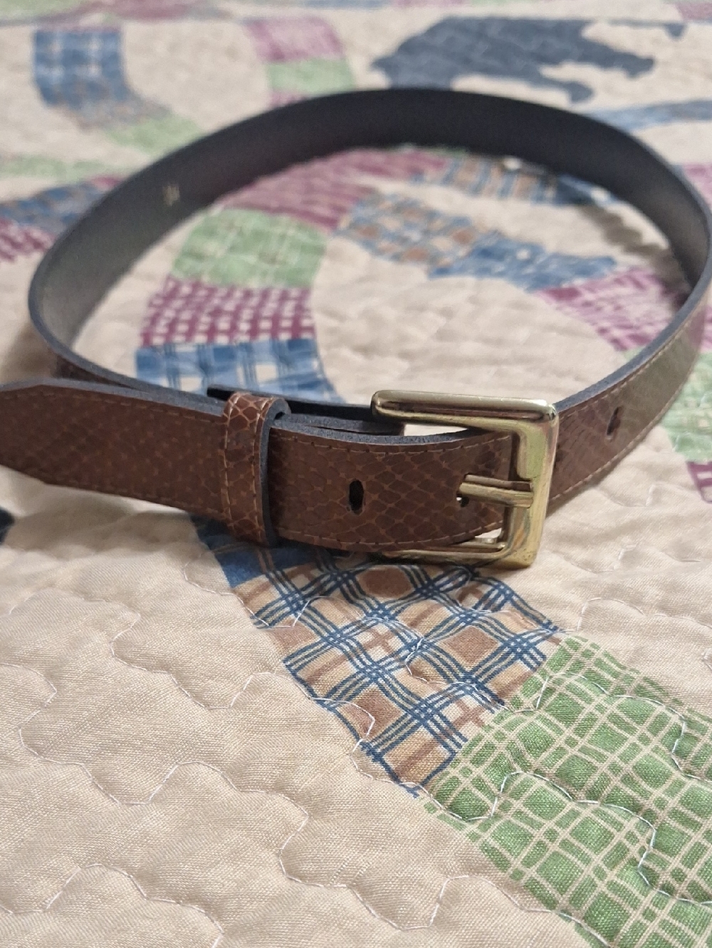 **FREE W BUNDLE** Kids Brown Textured Leather Belt with Brass Buckle